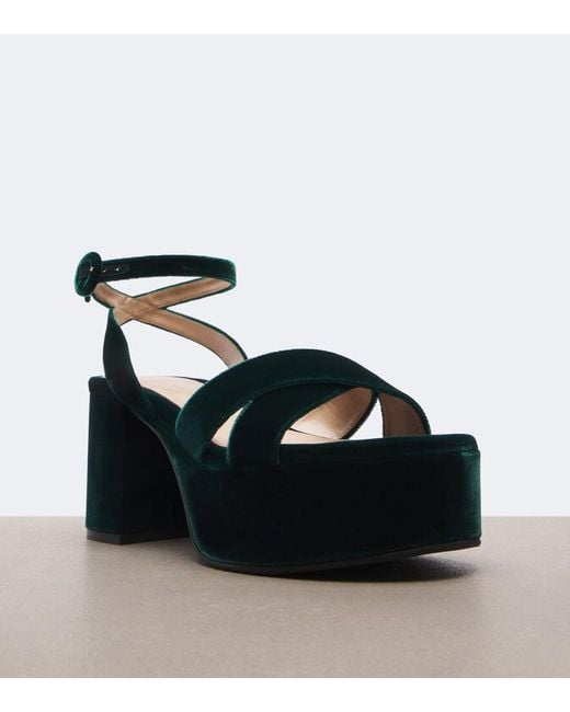 Gianvito Rossi Black Velvet Platform Sandals