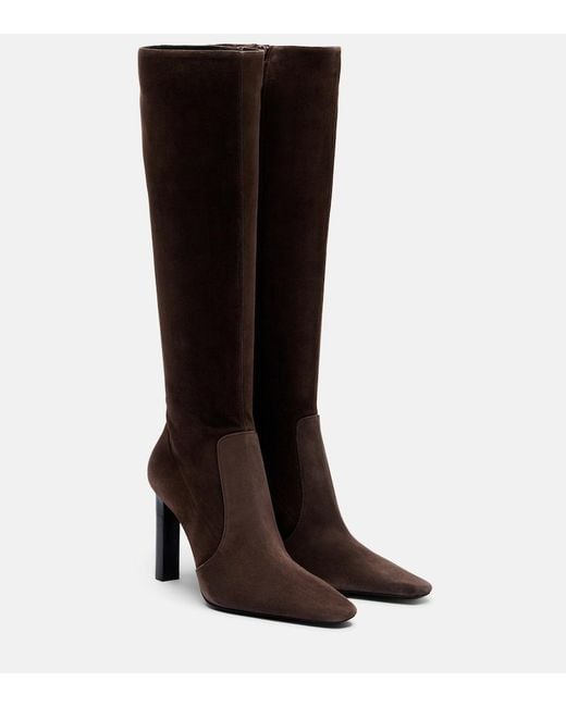 Saint Laurent Black Francoise Suede Knee-High Boots