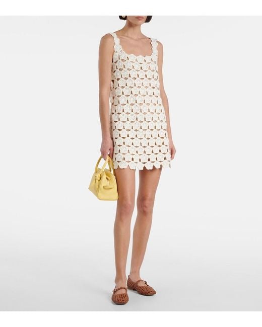 Staud Natural Hoya Floral Crochet Cotton Minidress