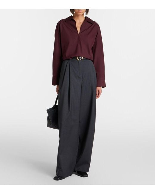 Max Mara Blue Wool Wide-Leg Pants