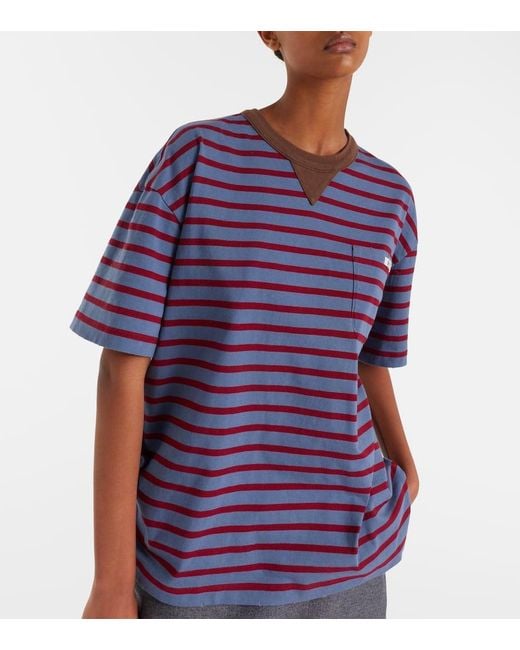 Prada Blue Striped Cotton Jersey T-Shirt