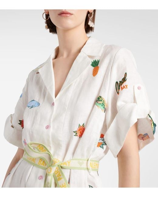 ALÉMAIS White Alémais Marlin Embroidered Dress