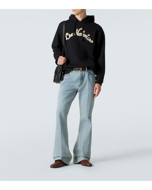 Valentino Black Chez Cotton Jersey Hoodie for men