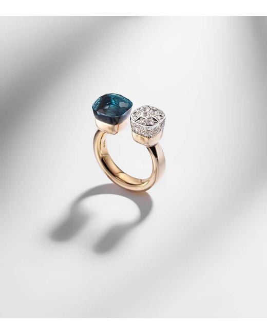 Pomellato White Nudo 18Kt Ring With Topaz And Diamonds