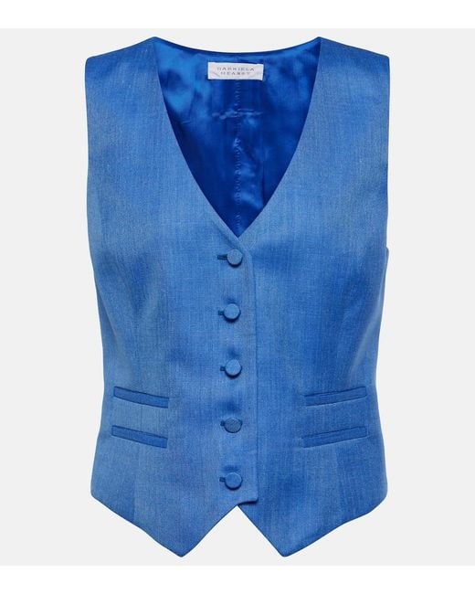 Gabriela Hearst Blue Coleridge Wool, Silk, And Linen Vest