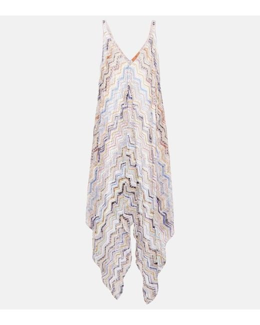 Vestido de playa de lame en zigzag Missoni de color White