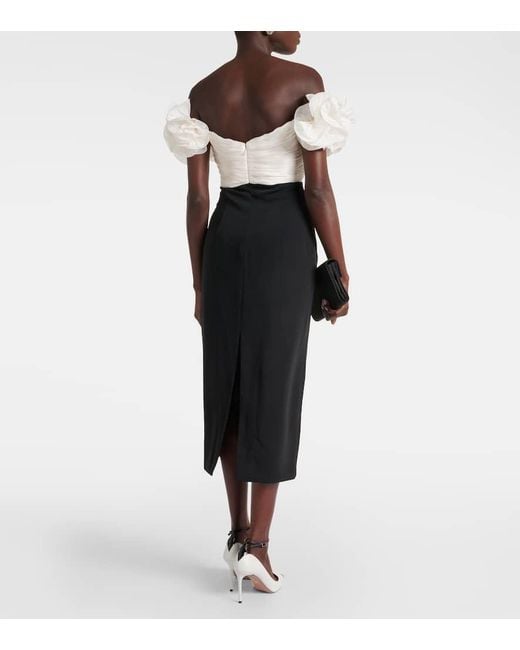 Vestido Midi Ziselle De Lurex Y Crepe Con Abertura Costarellos de color White