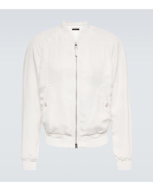 White silk bomber jacket sale