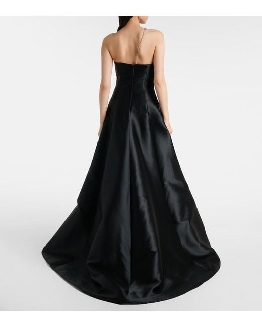 Costarellos Black Venezia Embellished Gown