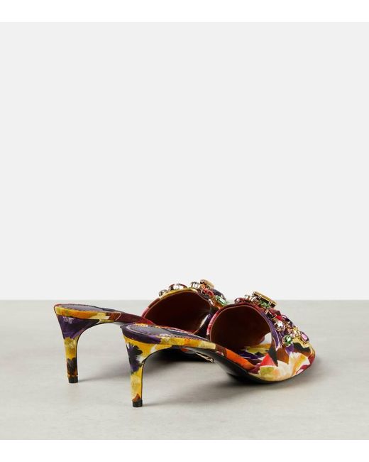 Dolce & Gabbana Multicolor Verzierte Pantoletten aus Satin