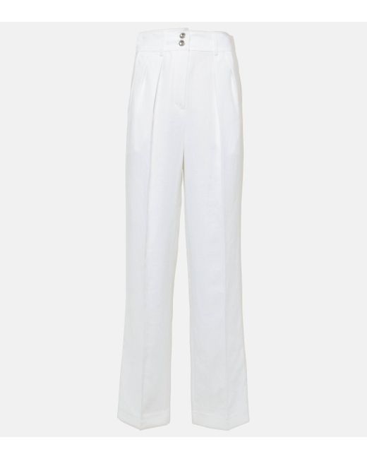 Pantalon ample en lin Loro Piana en coloris White