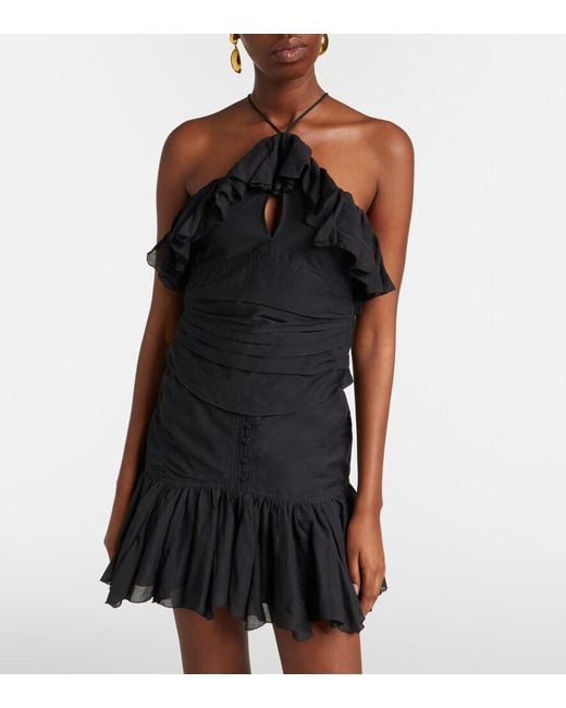 Isabel Marant Black Djimia Halterneck Cotton-Blend Voile Top