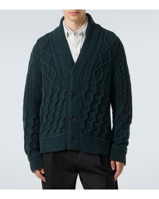 Zegna Blue Cable-Knit Cashmere Cardigan for men