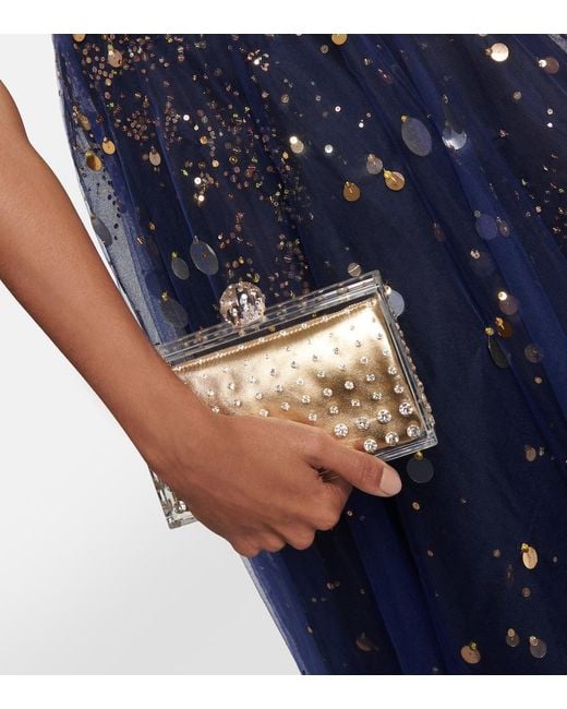 Aquazzura Natural Tequila Crystal-Embellished Clutch