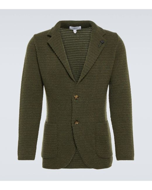 Lardini Green Knitted Cashmere Blazer for men