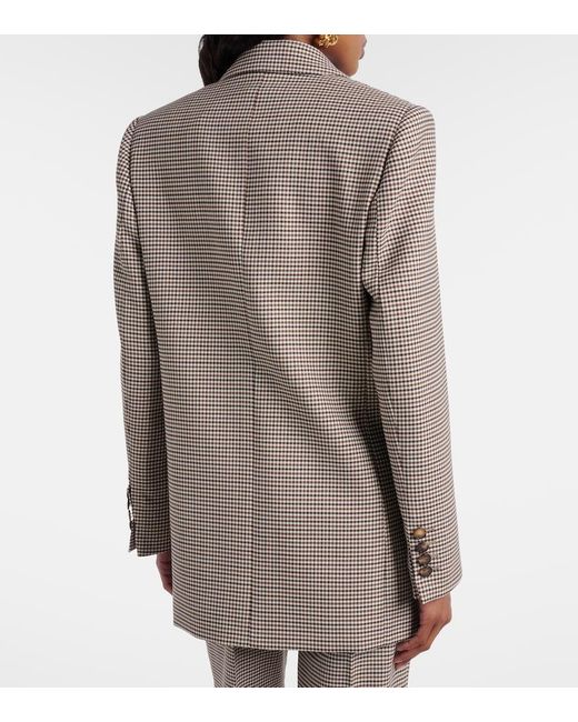 Etro Natural Checked Double-Breasted Wool-Blend Blazer