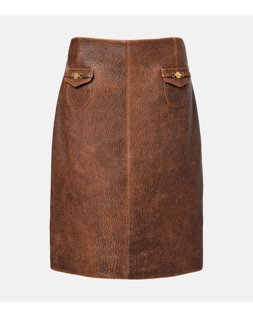 Chloé Brown Leather Miniskirt