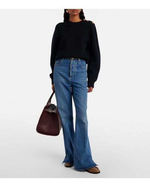 Bottega Veneta Blue Knot Wool And Cotton-Blend Sweater