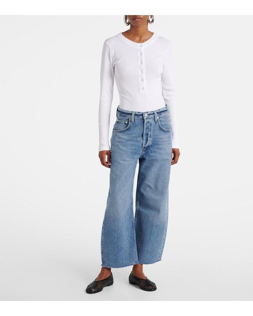 Citizens of Humanity Blue Ayla Cropped Wide-Leg Jeans