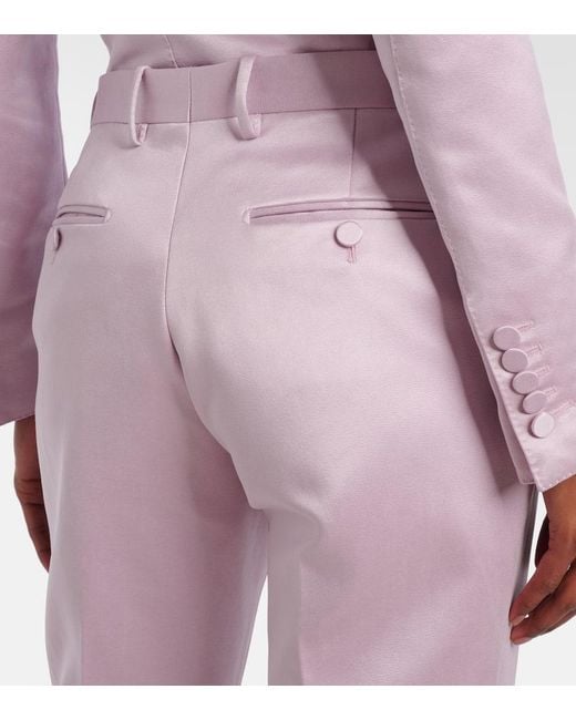 Tom Ford Pink Cotton And Silk Duchesse Straight Pants