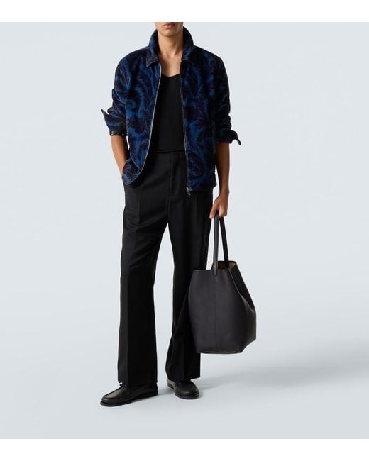 Etro Blue Printed Cotton Velvet Jacket for men