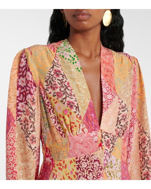 Rixo Pink Hebe Printed Silk Minidress