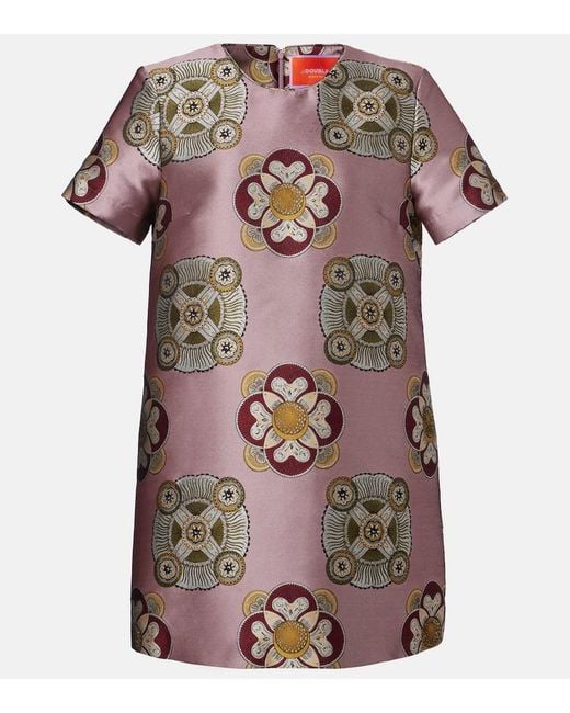 LaDoubleJ Pink Swing Satin Jacquard Minidress