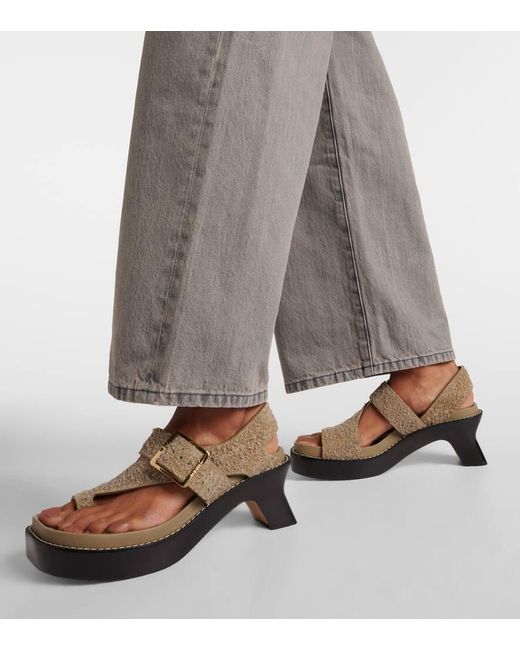 Loewe Brown Ease Suede Sandals