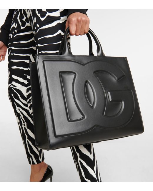 Dolce & Gabbana Dg Daily Medium Leather Tote in Nero (Black) | Lyst