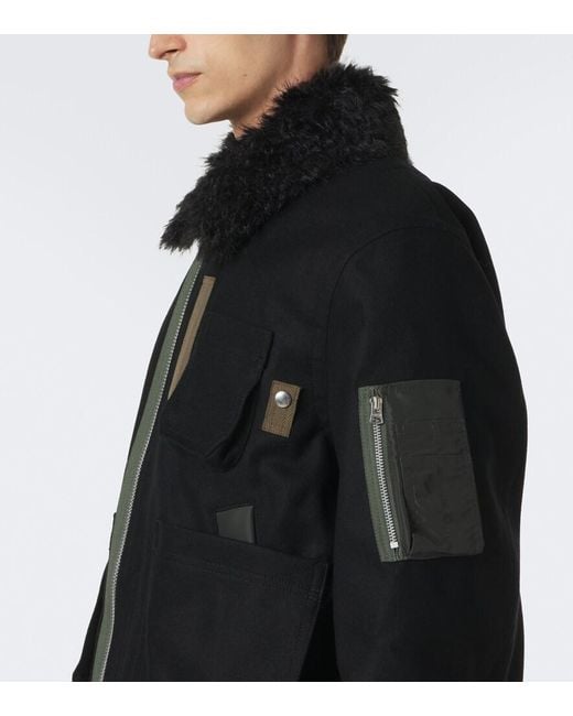 Sacai Black Wool Blouson Jacket for men