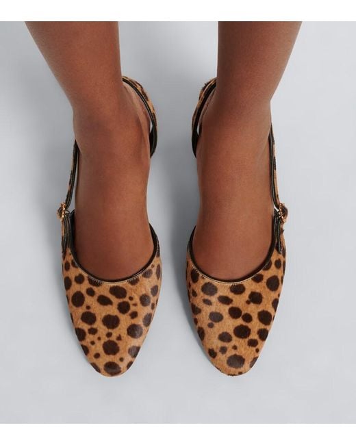 Herbert Levine Brown Ask Around Calf Hair Slingback Pumps
