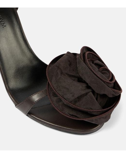 Magda Butrym Black Floral-Applique Satin Sandals