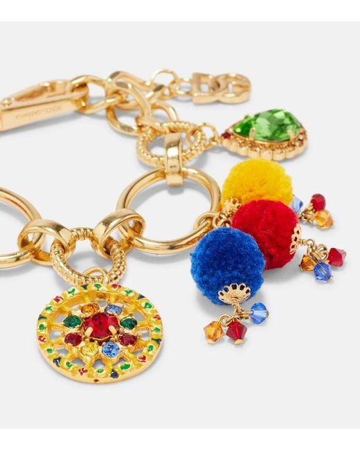 Dolce & Gabbana White Taormina Embellished Charm Bracelet