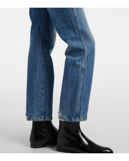 Khaite Blue Finley Cropped Straight Jeans