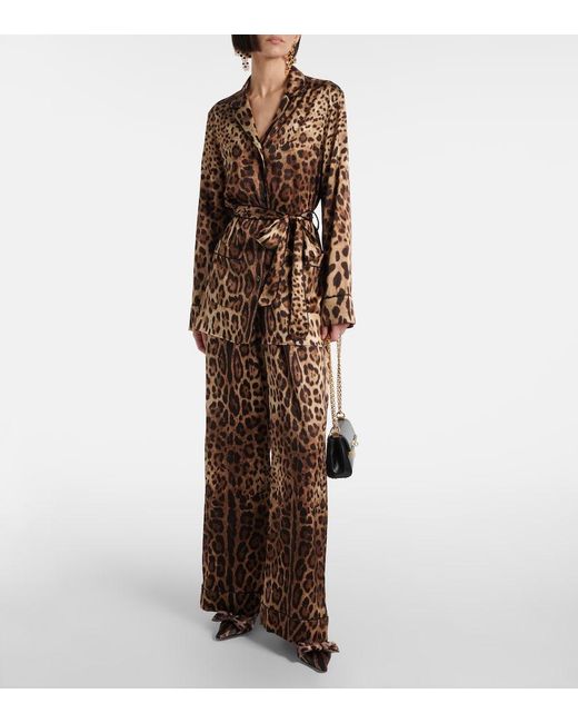 Dolce & Gabbana Brown Leo 30 Printed Satin Slingback Pumps