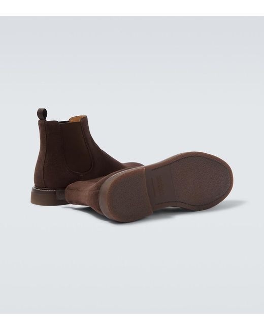 Brunello Cucinelli Brown Suede Chelsea Boots for men