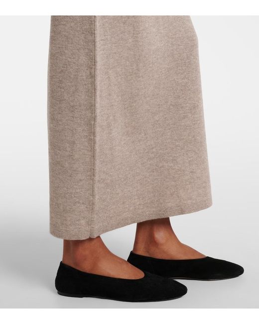 Jardin Des Orangers Natural Gathered Wool And Cashmere Midi Dress