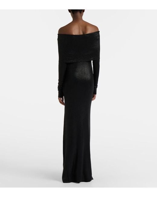 Balenciaga Black Off-Shoulder Maxi Dress