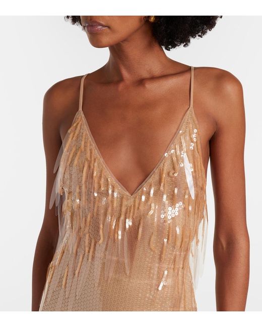David Koma Natural Degrade Sequined Gown