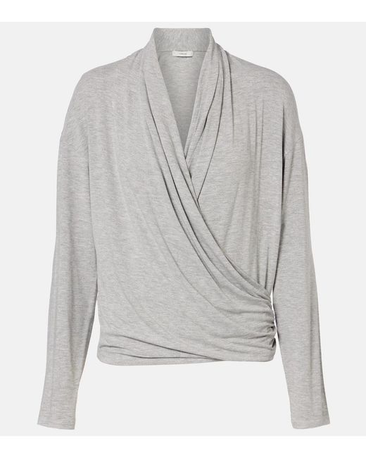 Vince Gray Draped Jersey Top