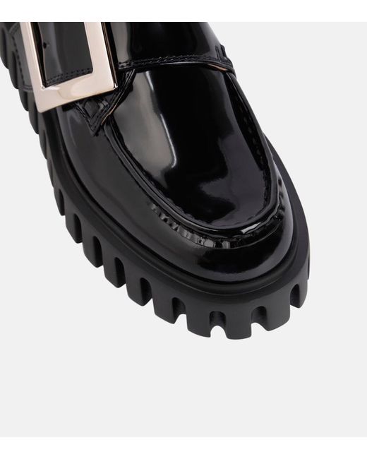 Roger Vivier Black Viv' Go-Thick Patent Leather Platform Loafers