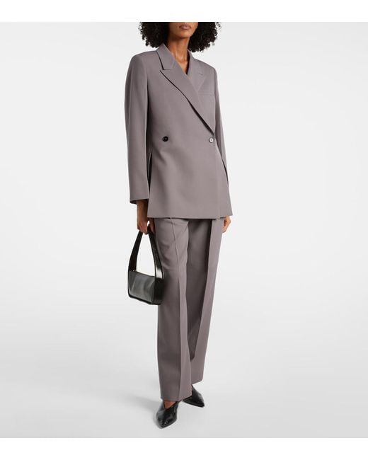 Jil Sander Blue Double-Breasted Wool Gabardine Blazer
