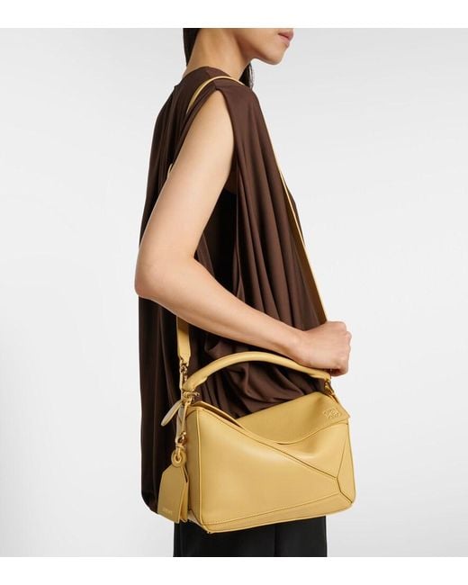 Loewe Metallic Featherlight Puzzle Large Leather Top-Handle Bag