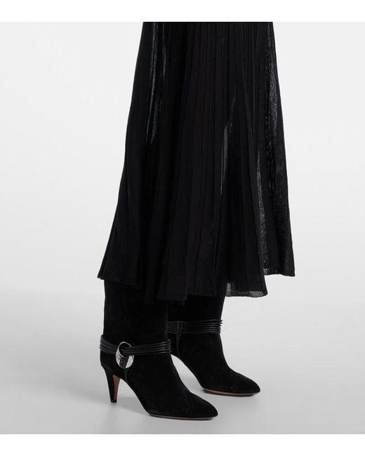 Isabel Marant Black Ezra Pleated Semi-Sheer Crepe Skirt