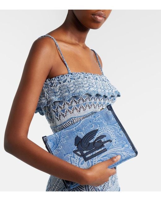 etro denim jacquard mini dress ETRO Denim-jacquard mini dress