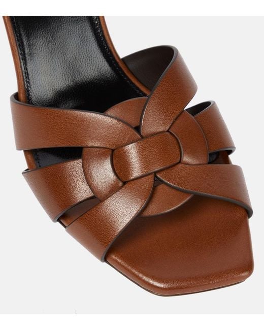 Saint Laurent Brown Tribute Leather Mules