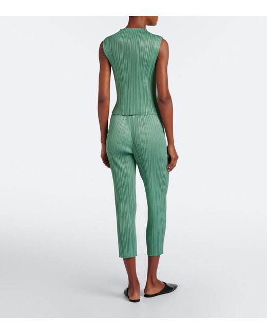 Pleats Please Issey Miyake Green Monthly Colors: August Pleated Slim Pants