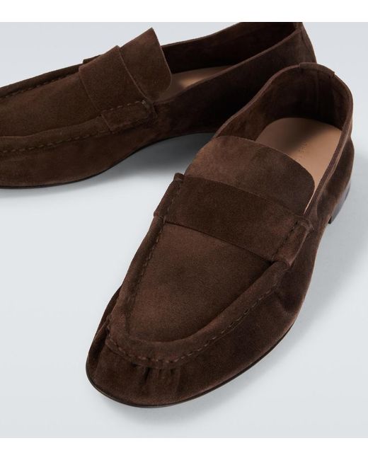 The Row Brown Suede Penny Loafers for men