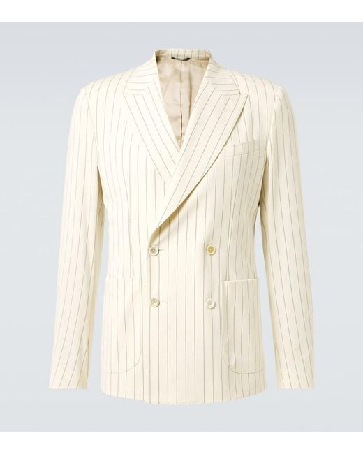Dolce & Gabbana Natural Striped Cotton-Blend Blazer for men