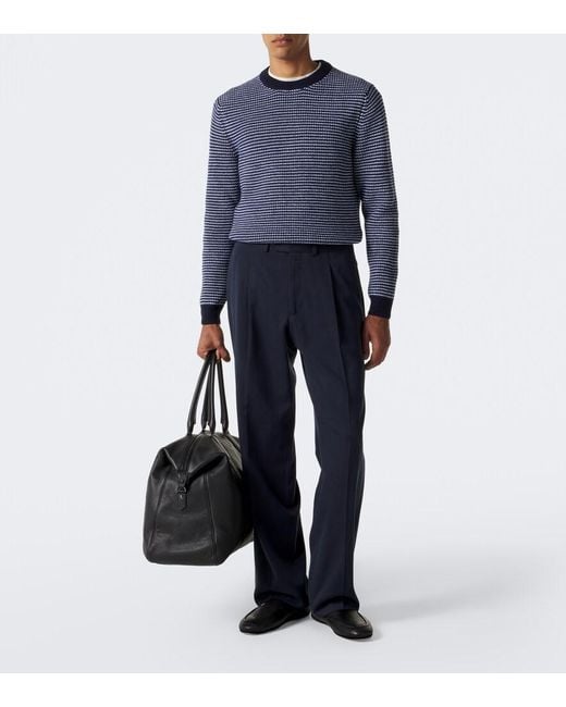 Lardini Blue Striped Wool And Cashmere Sweater for men